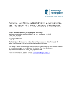 Paterson, Neil Alasdair (2008) Politics in Leicestershire, c1677 to