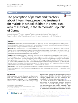 The perception of parents and teachers about intermittent preventive