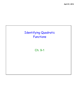 Identifying Quadratic Functions Ch. 9-1