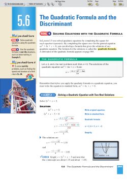 5.6 The Quadratic Formula and the Discriminant