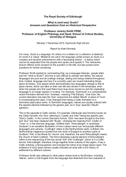The Royal Society of Edinburgh What is (and was) Scots? Answers