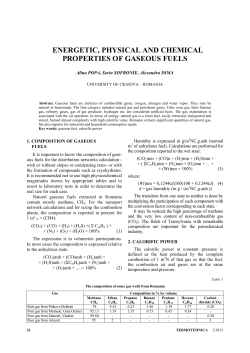 energetic, physical and chemical properties of gaseous fuels