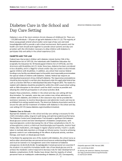 Diabetes Care in the School and Day Care Setting
