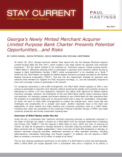 Georgia`s Newly Minted Merchant Acquirer Limited Purpose Bank