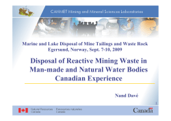 Disposal of Reactive Mining Waste in Man