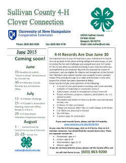 4-H Records Are Due June 30
