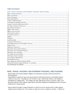 rape, sexual violence, relationship violence, and stalking