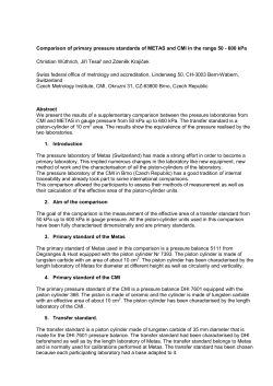 Comparison of primary pressure standards of METAS and CMI in the