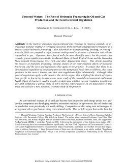 Untested Waters: The Rise of Hydraulic Fracturing in Oil and Gas