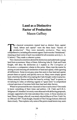Land as a Distinctive Factor of Production