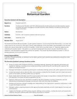 Executive Assistant Job Description Reports to: President and CEO