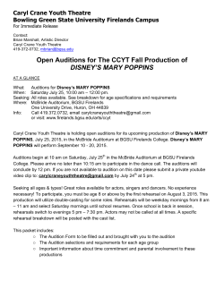 Open Auditions for The CCYT Fall Production of