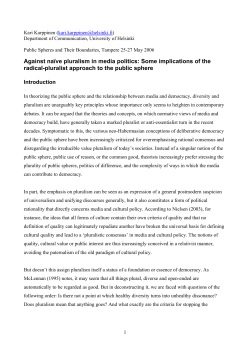 Against na&iuml;ve pluralism in media politics: Some implications of the