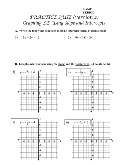 2nd PRACTICE QUIZ - graphing using slope and intercepts