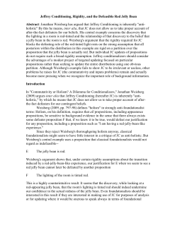 Jeffrey Conditioning and the Defeasible Red Jelly