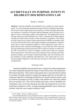 ACCIDENTALLY ON PURPOSE: INTENT IN DISABILITY