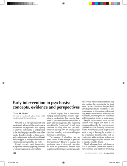 Early intervention in psychosis: concepts, evidence and perspectives