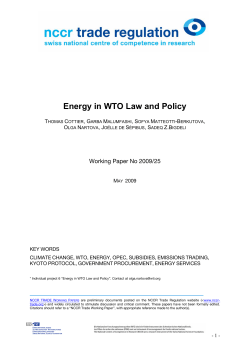 Energy in WTO Law and Policy