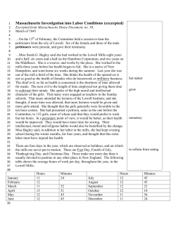 Massachusetts Investigation into Labor Conditions