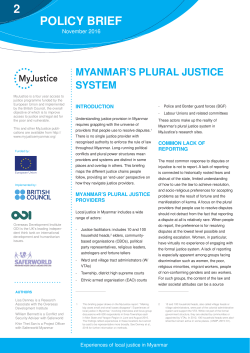 Myanmar`s Plural Justice System