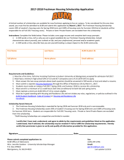 2017-2018 Freshman Housing Scholarship Application