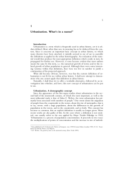 1 Urbanisation. What`s in a name?