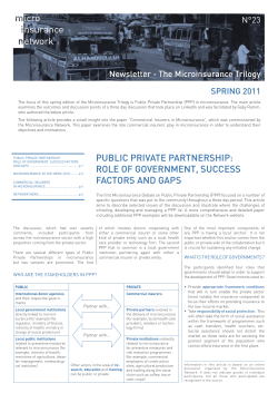 Public Private PartnershiP: role of government, success factors and