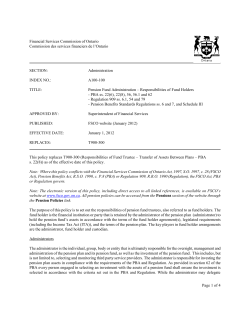Pension Fund Administration &ndash; Responsibilities of Fund Holders