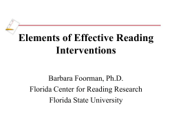 Elements of Effective Reading Interventions