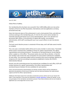 Fellow Pilots of JetBlue, Our membership drive has been