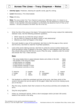 Across The Lines &ndash; Tracy Chapman &ndash; Notes