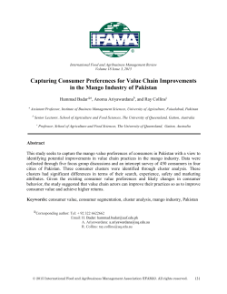 Capturing Consumer Preferences for Value Chain