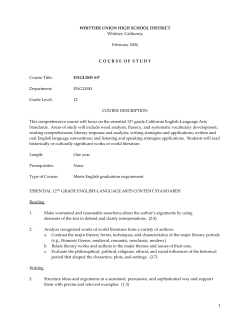 English I Course of Study - Whittier Union High School District