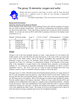 The group 16 elements: oxygen and sulfur