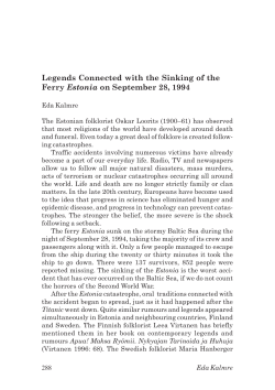 Legends Connected with the Sinking of the Ferry Estonia on