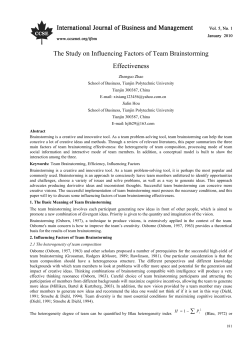The Study on Influencing Factors of Team Brainstorming Effectiveness