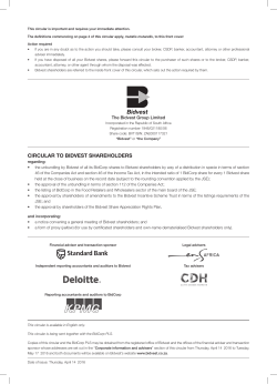 circular to bidvest shareholders