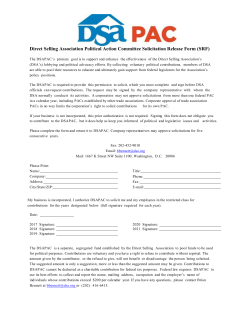 Direct Selling Association Political Action Committee Solicitation