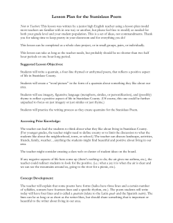 Lesson Plan for the Stanislaus Poem - Modesto