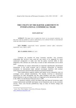 The Utility of the Barter Agreement in International Commercial Trade