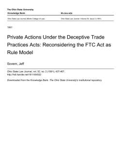 Private Actions Under the Deceptive Trade Practices Acts