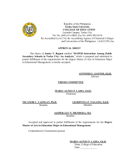 i Republic of the Philippines Tarlac State University COLLEGE OF