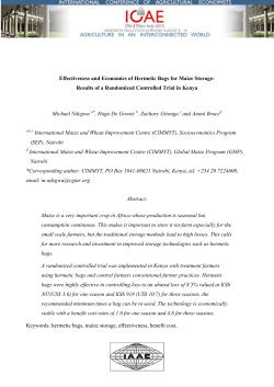 Effectiveness and Economics of Hermetic Bags for