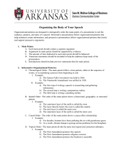 Organizing the Body of Your Speech