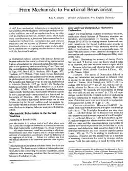 From Mechanistic to Functional Behaviorism
