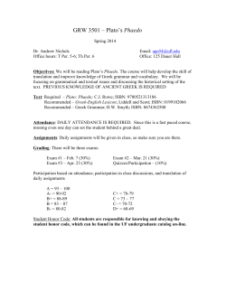 GRW 3501 &ndash; Plato`s Phaedo