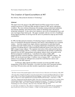 The Creation of OpenCourseWare at MIT