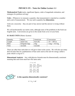 PHYSICS 151 &ndash; Notes for Online Lecture 1.1