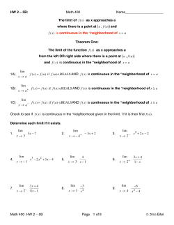 HW 2 &ndash; 5B: Math 400 Name____________________ The limit of f(x