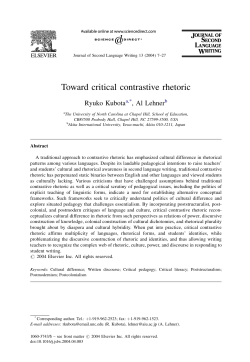 Toward critical contrastive rhetoric